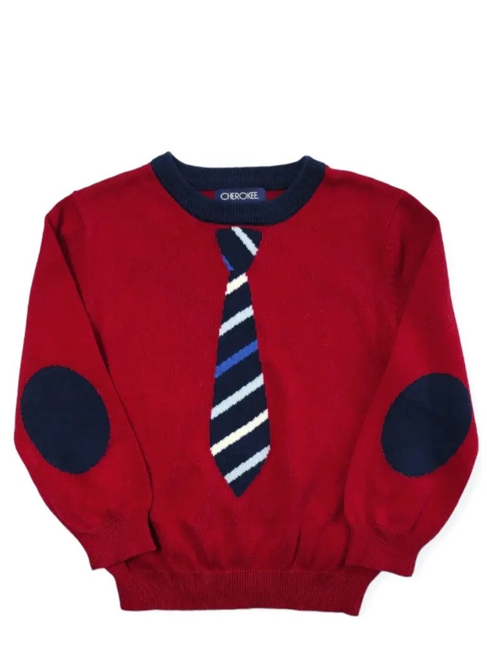 Cherokee Kids Boys Holiday Knit Sweater with Striped Tie Christmas Vintage 5T